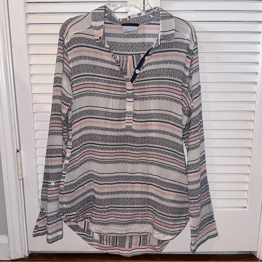 Columbia White, Navy Blue, & Pink Tunic / Swimsuit Coverup Size XS